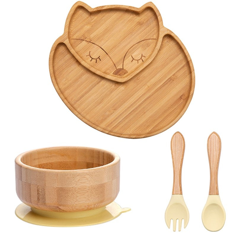 FoxyFeast Suction Plate, Bowl and Utensil Set