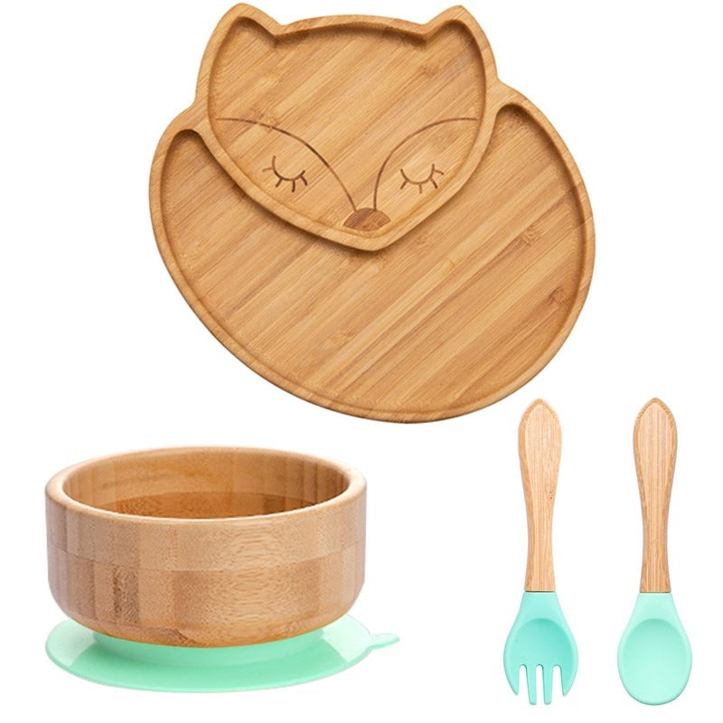 FoxyFeast Suction Plate, Bowl and Utensil Set