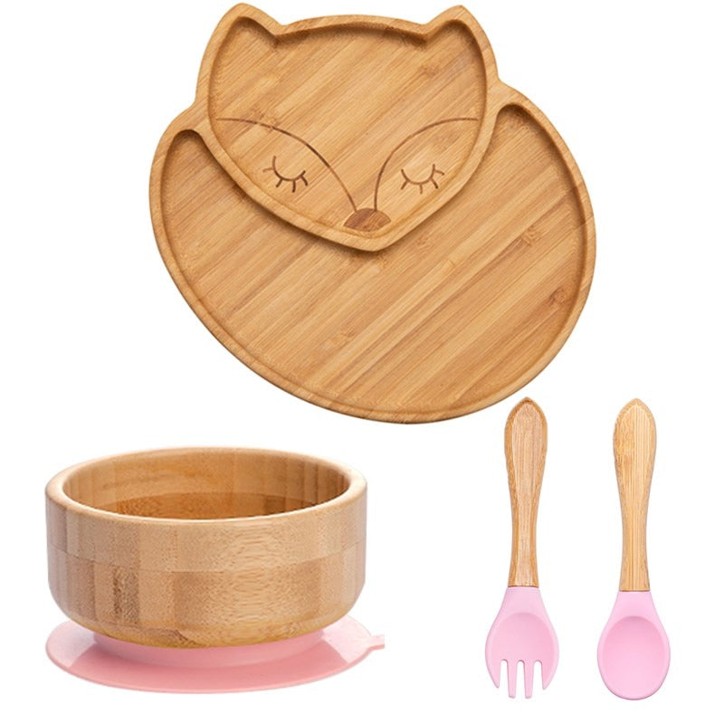 FoxyFeast Suction Plate, Bowl and Utensil Set